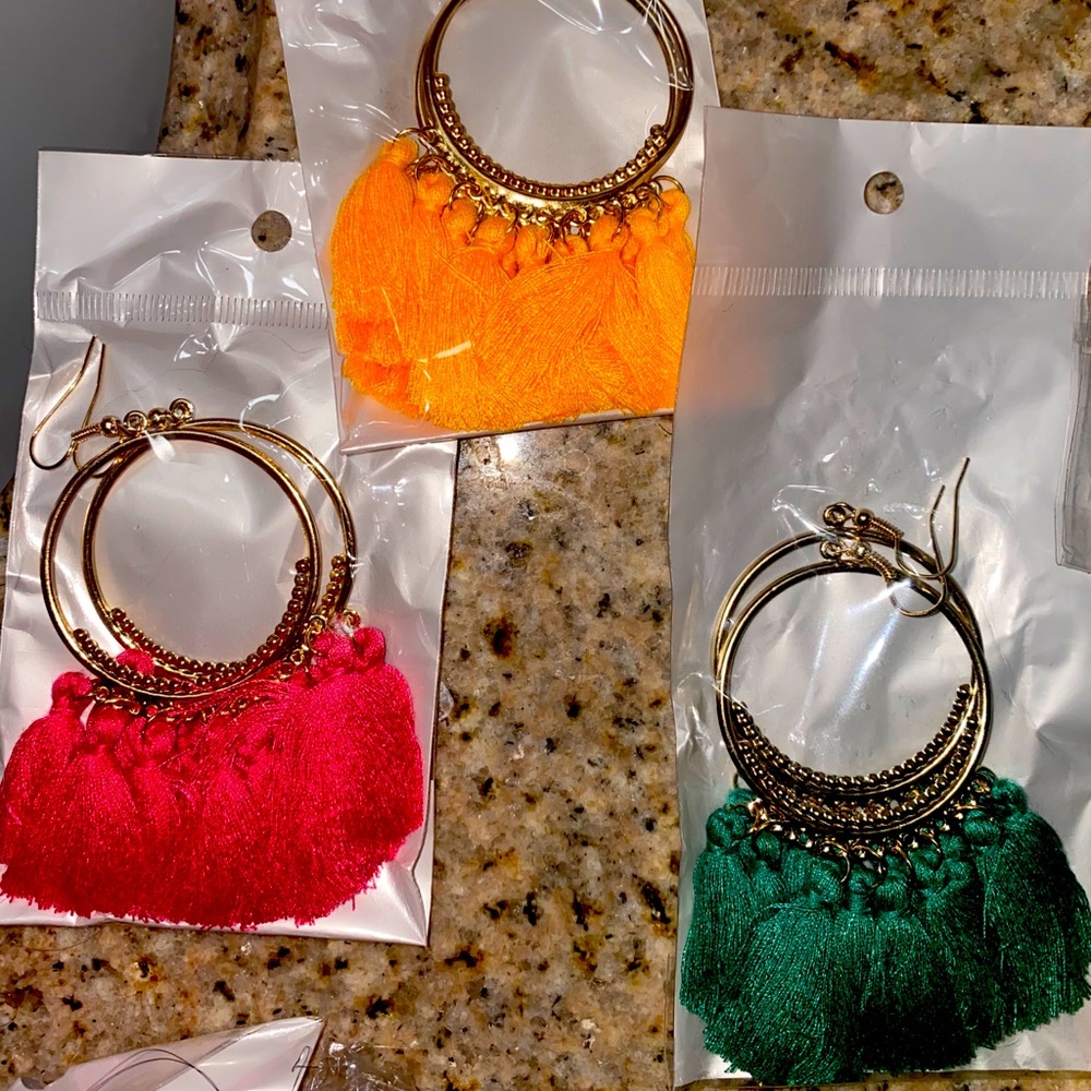 Assorted Tassel Earrings with Hoop